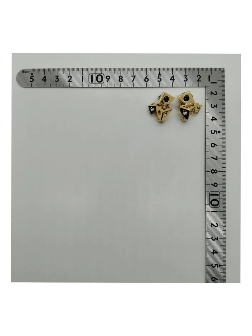 Authentic Louis Vuitton Gold Tone LV Icon Stud Earrings Crystal Designer Jewelry
